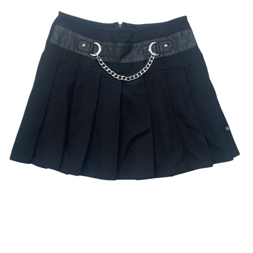 Tripp Royal Bones size medium black pleated mini skirt silver chain emo goth